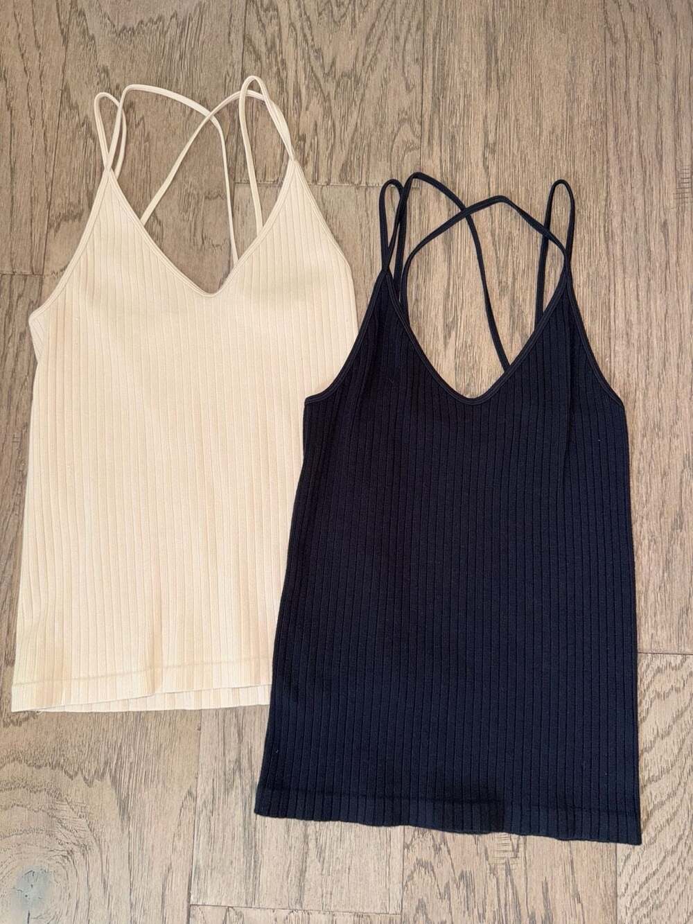 By Together Ribbed Criss-Cross Strap Camisole Tank Top Set of 2